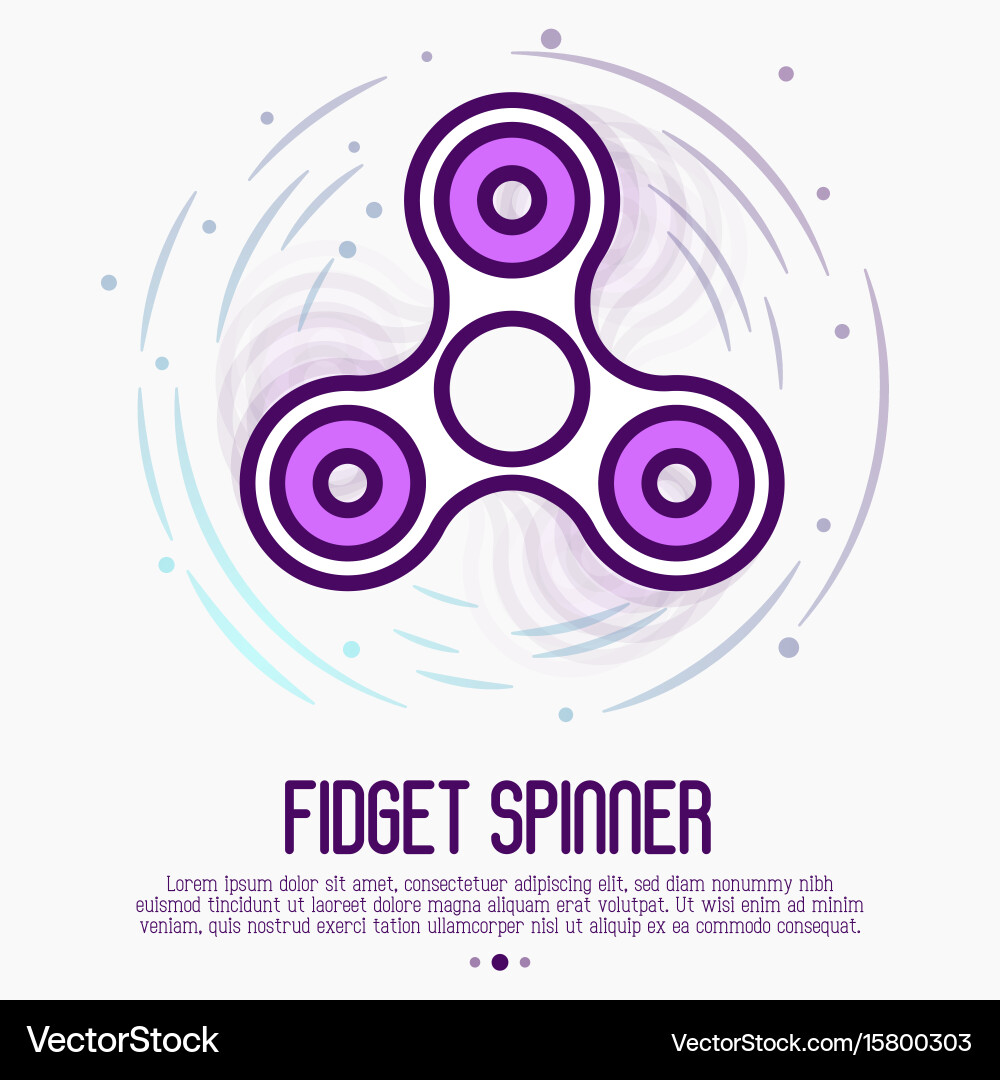 Thin line icon of rotating fidget spinner Vector Image