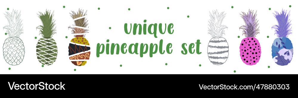 Unique abstract pineapple set for pattern Unique abstract pineapple set for pattern vector image