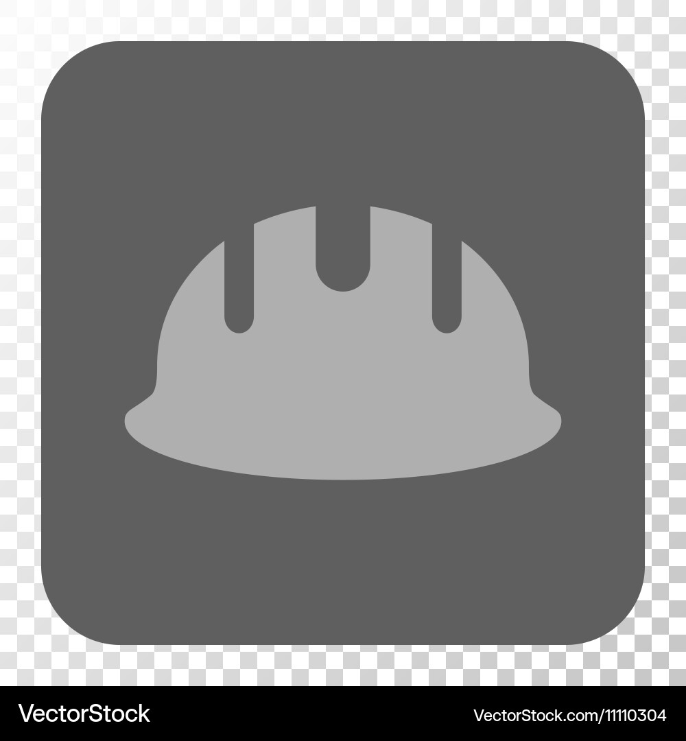 Builder hardhat rounded square button vector image