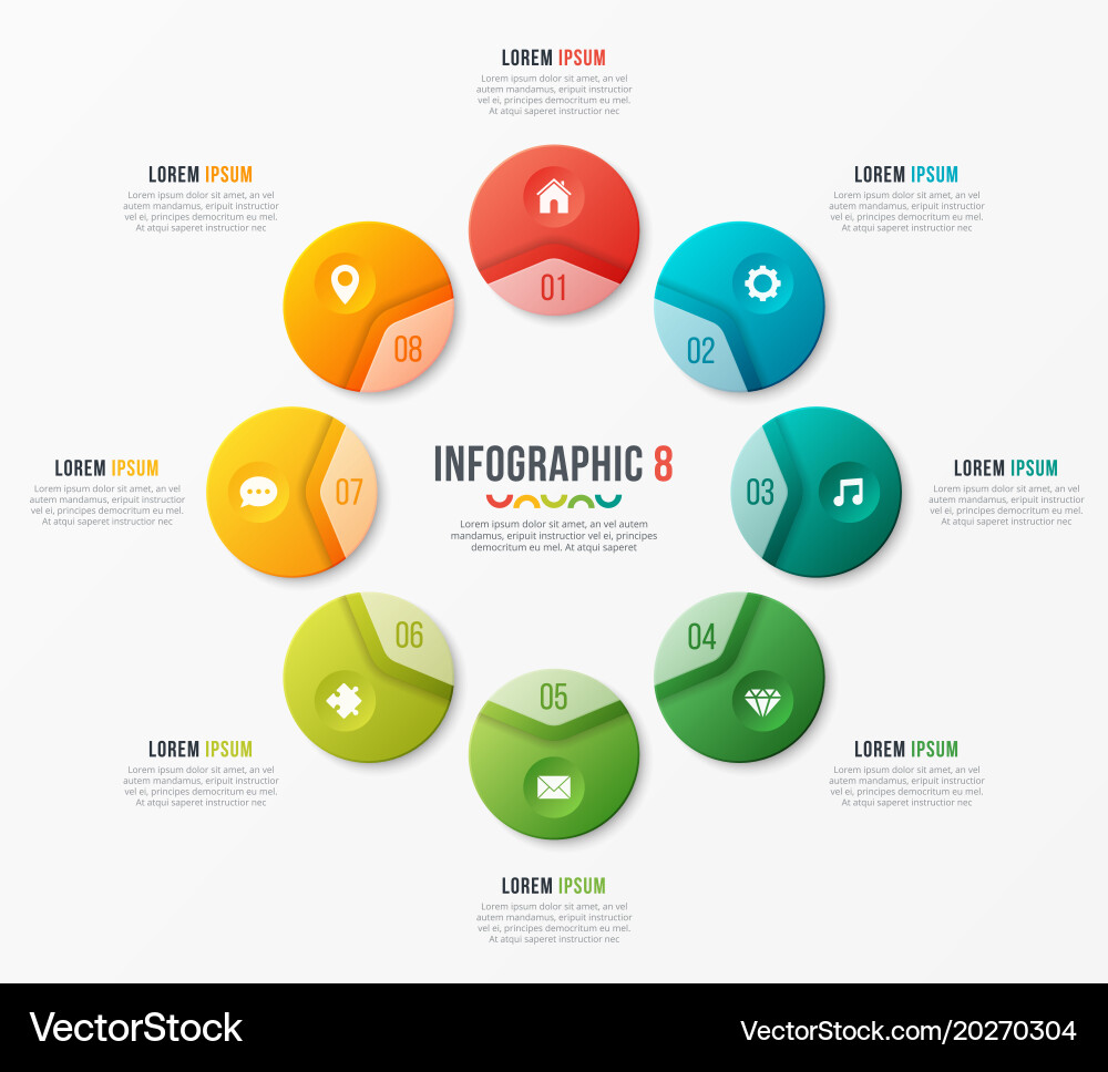 Circle chart template with 8 options Vector Image