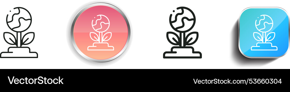 Earth day icon thin linear regular and button Earth day icon thin linear regular and button vector image
