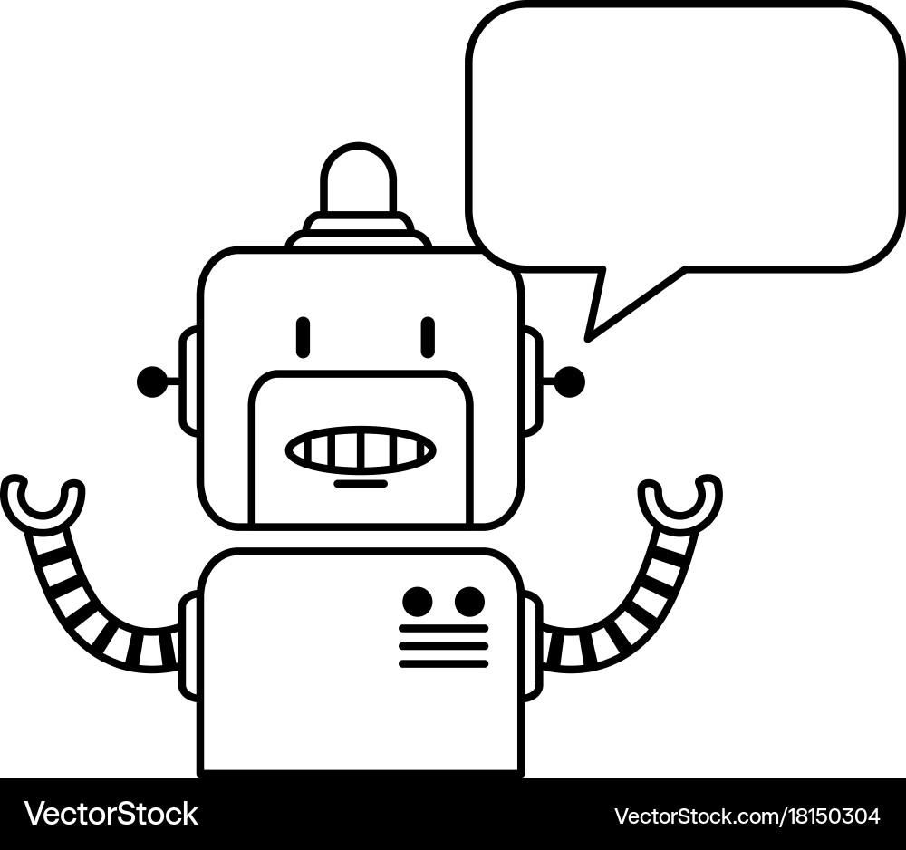 Electronic robot with speech bubble character Vector Image