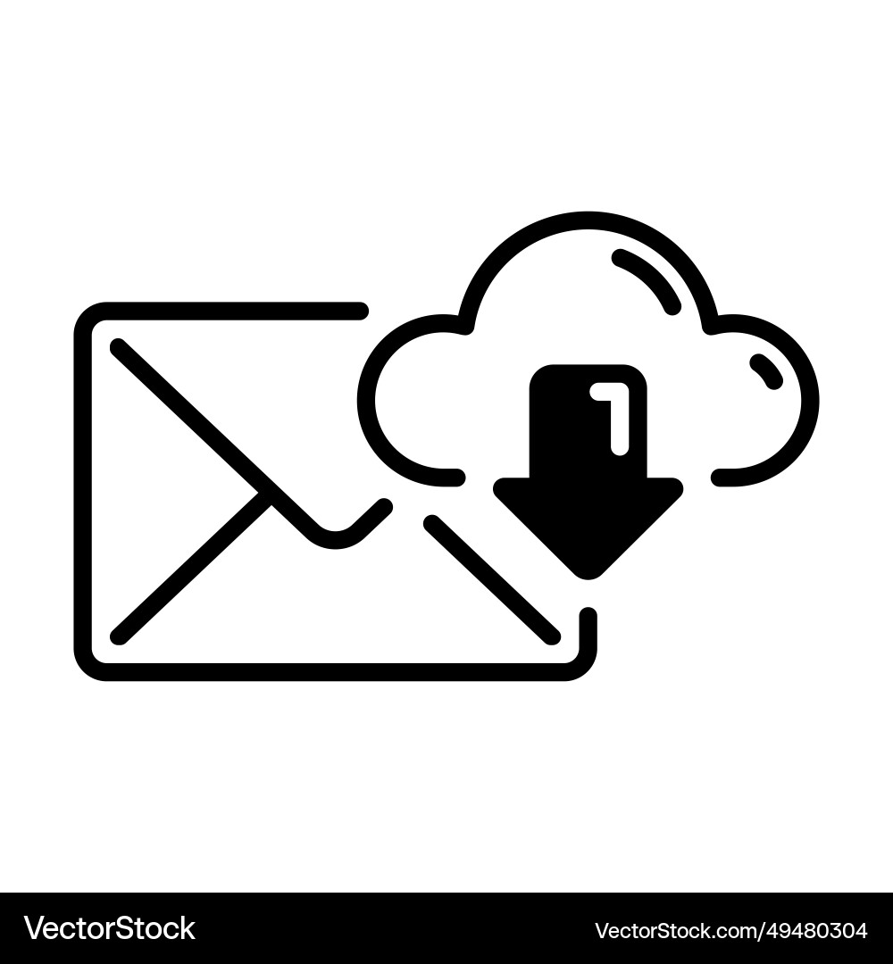 Email icon and down arrow cloud in line style Email icon and down arrow cloud in line style vector image