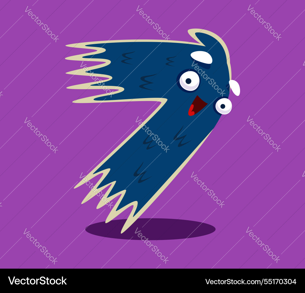 Halloween font digit 7 seven monster character Halloween font digit 7 seven monster character vector image