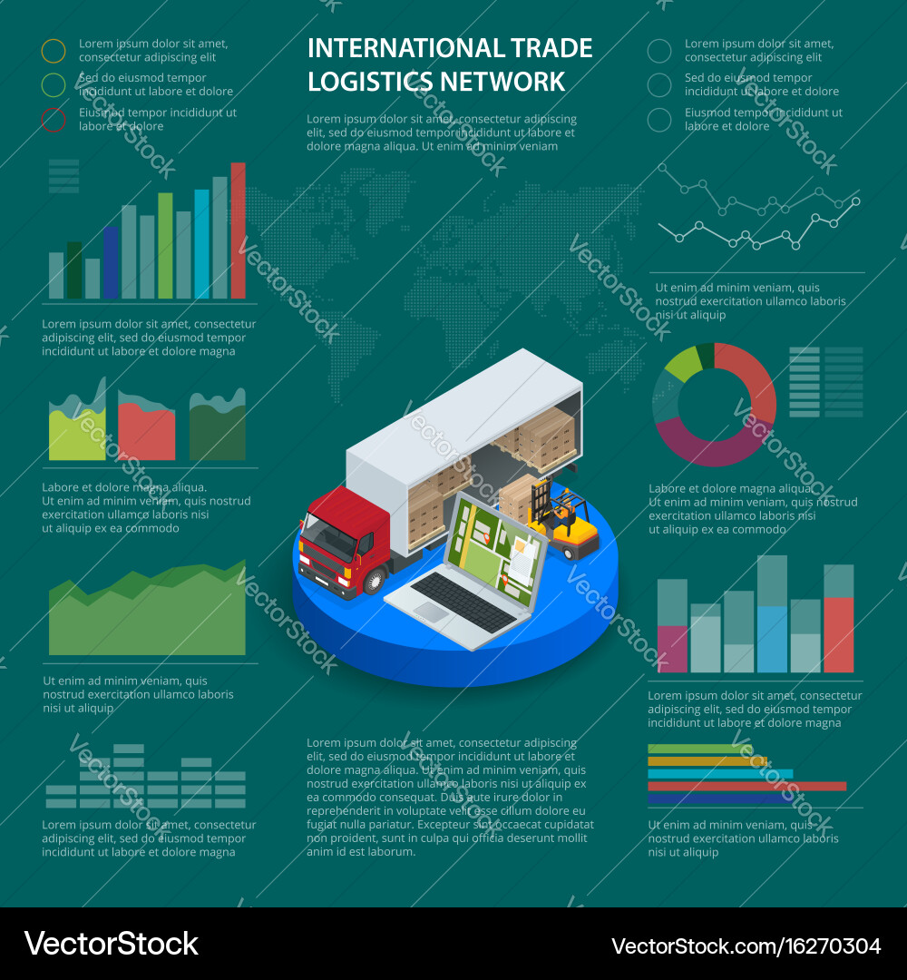 Infographics with data icons world map charts vector image