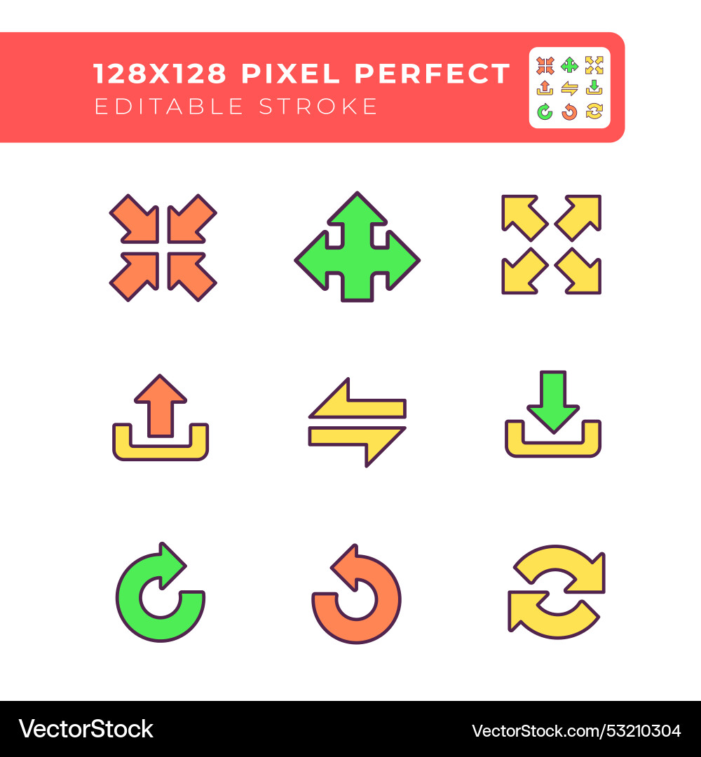 Interface arrows rgb color icons set Interface arrows rgb color icons set Vector Image