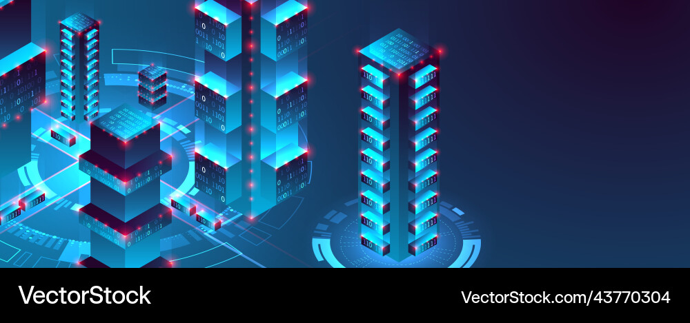 Isometric big data flow processing concept cloud Isometric big data flow processing concept cloud vector image