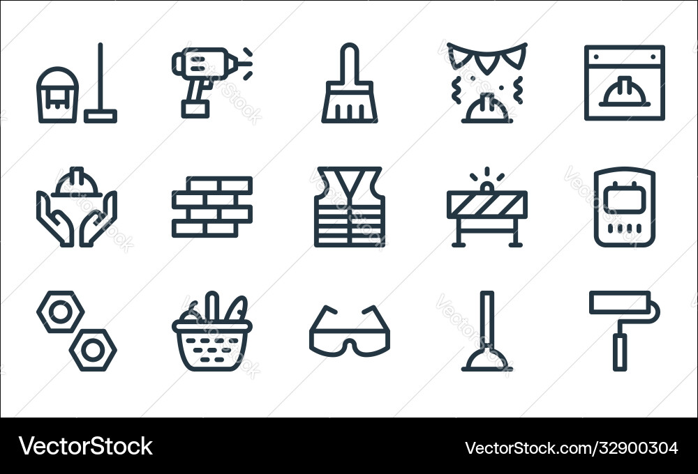 Labour day line icons linear set quality Labour day line icons linear set quality vector image