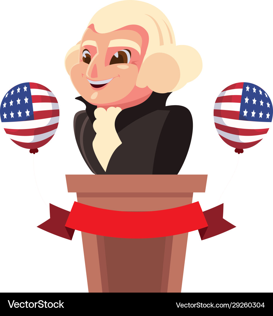 Man cartoon on podium usa happy presidents day Vector Image