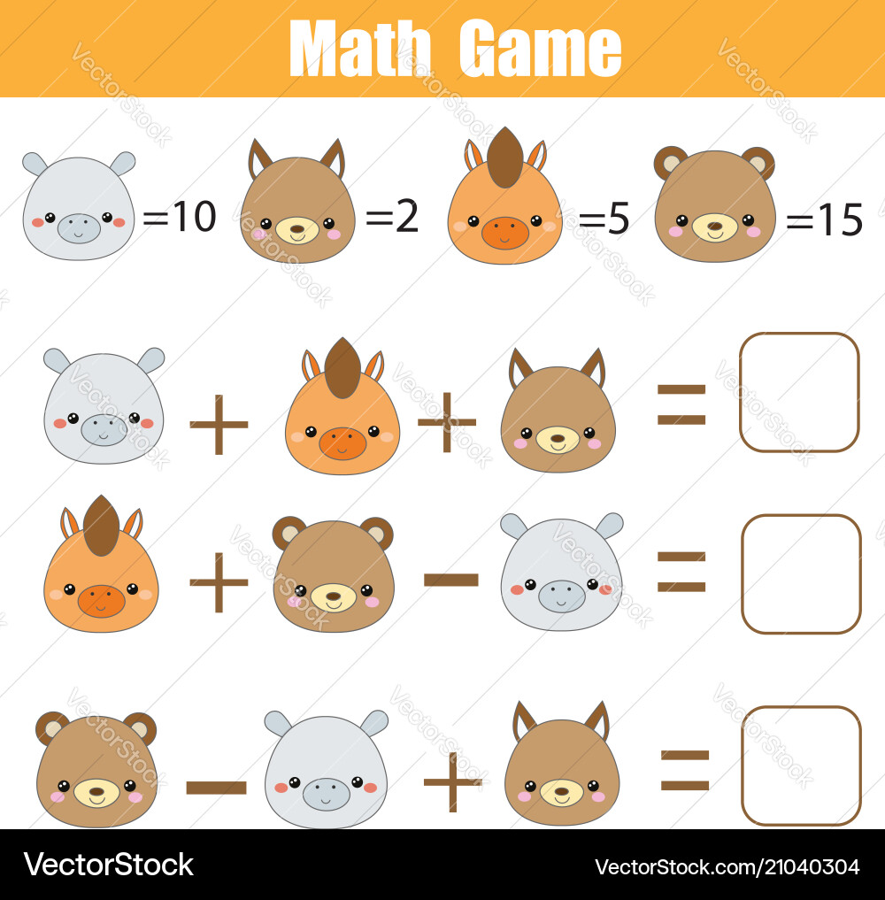 Math educational game counting equations Math educational game counting equations vector image