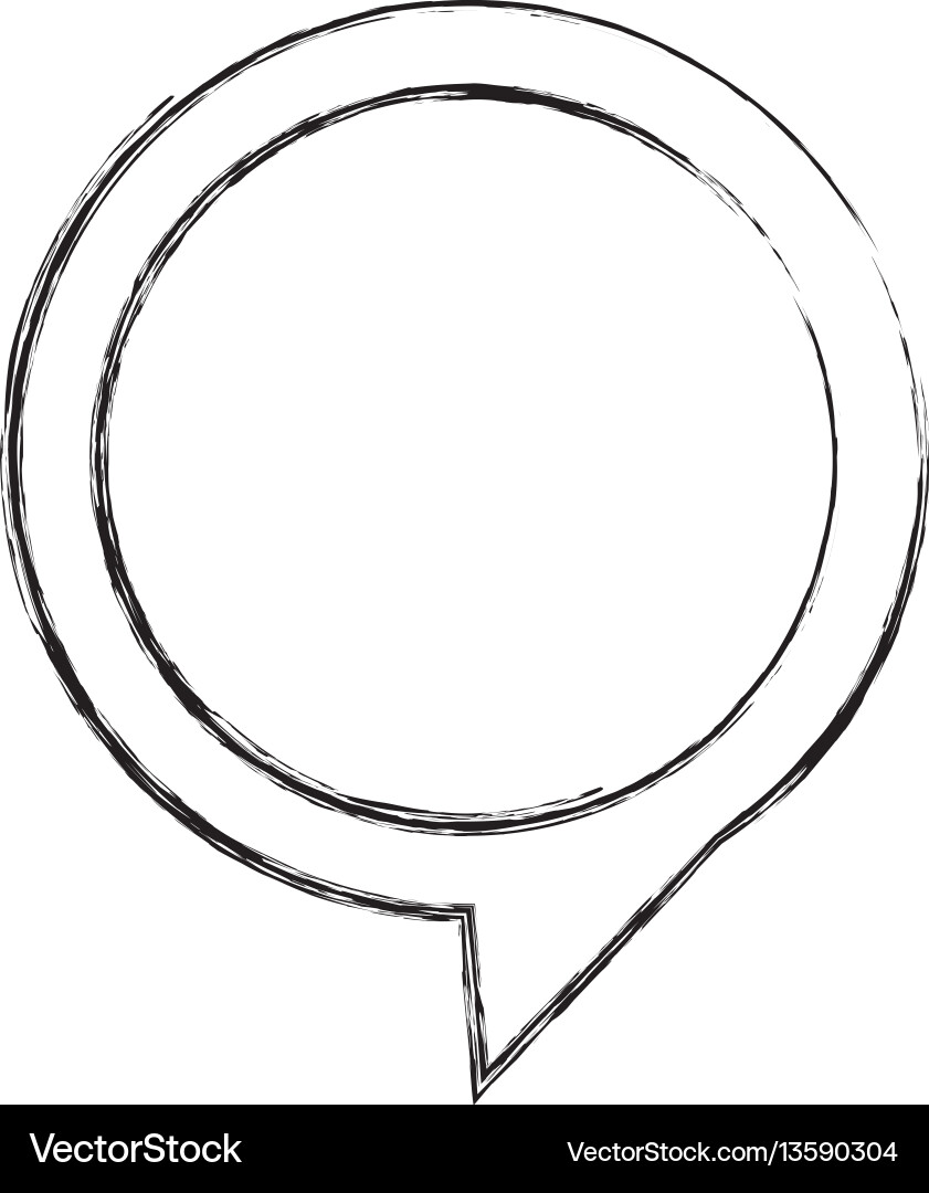 Monochrome sketch of circular speech with tail Vector Image