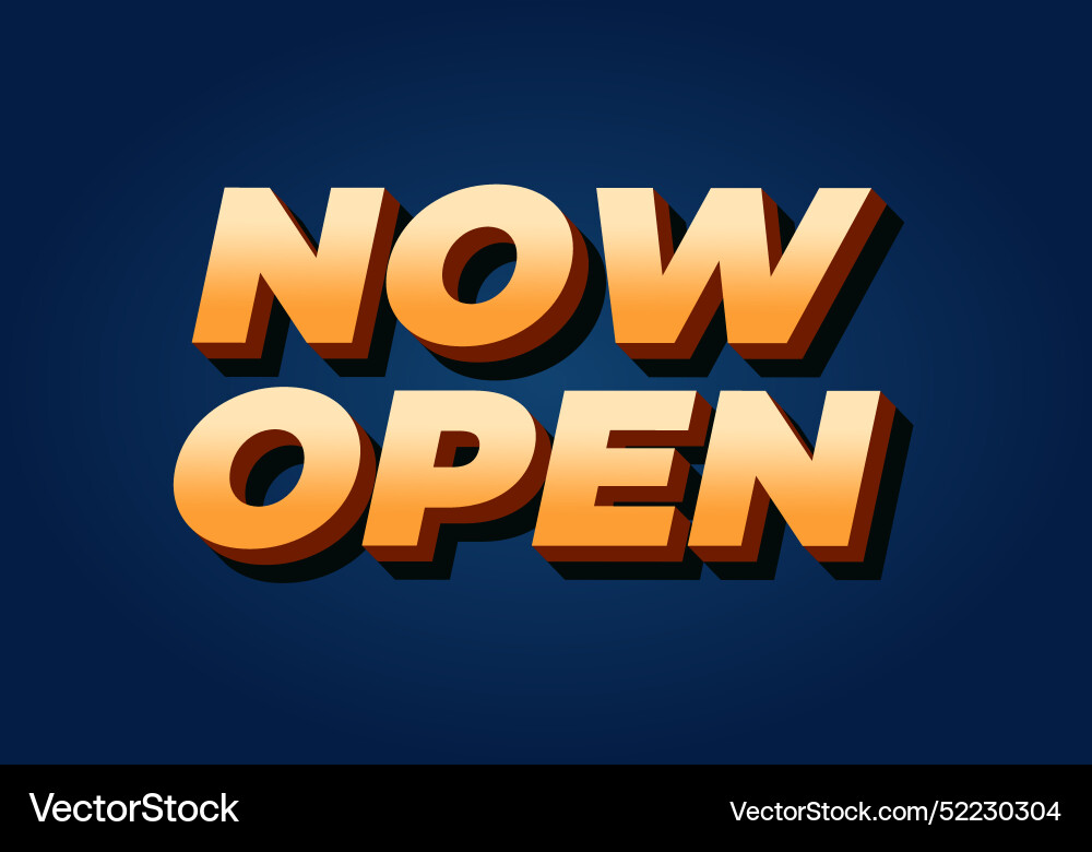 Now open text effect in 3d style with good colors Vector Image