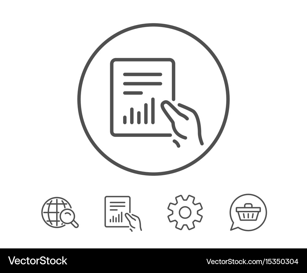 Report document line icon analysis chart vector image
