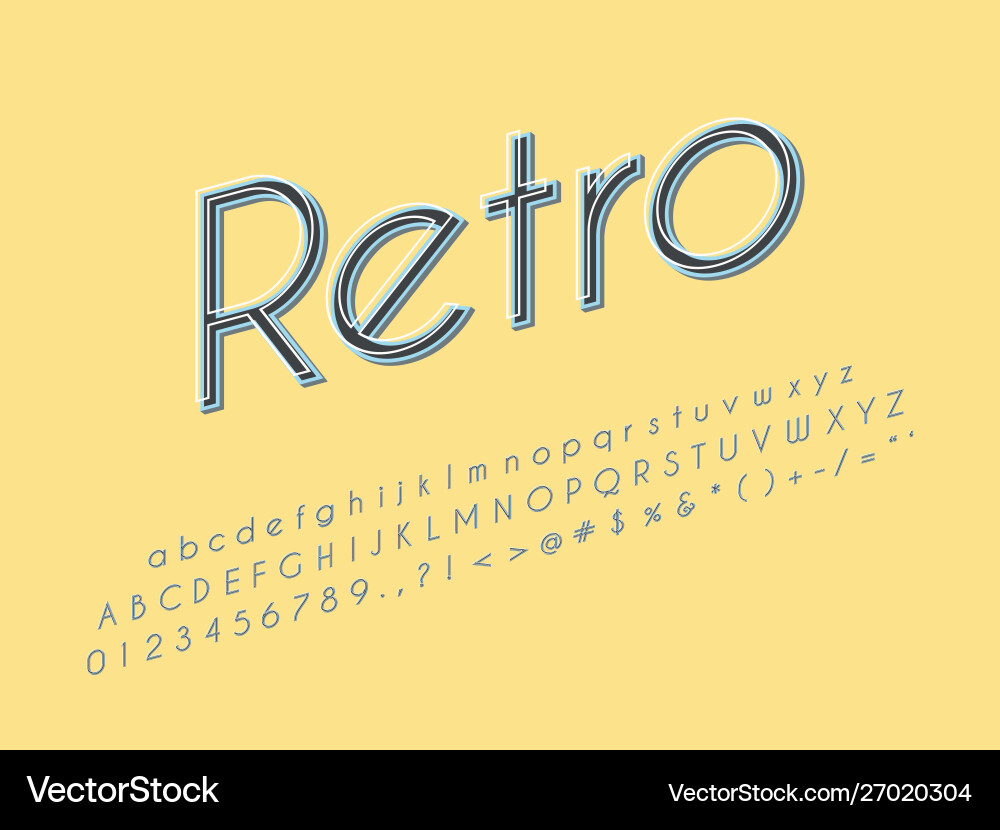 Retro font and alphabet stock Retro font and alphabet stock vector image