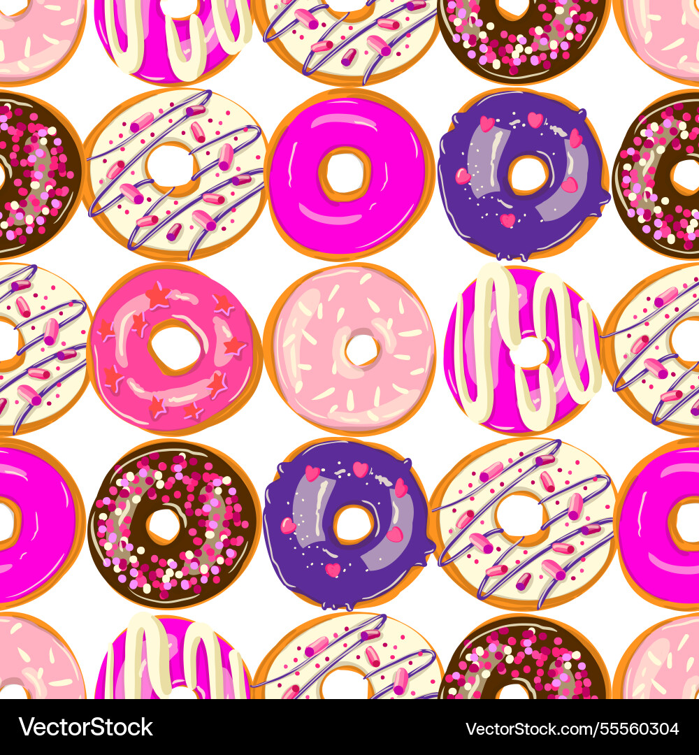 Seamless donut pattern on white background Seamless donut pattern on white background vector image