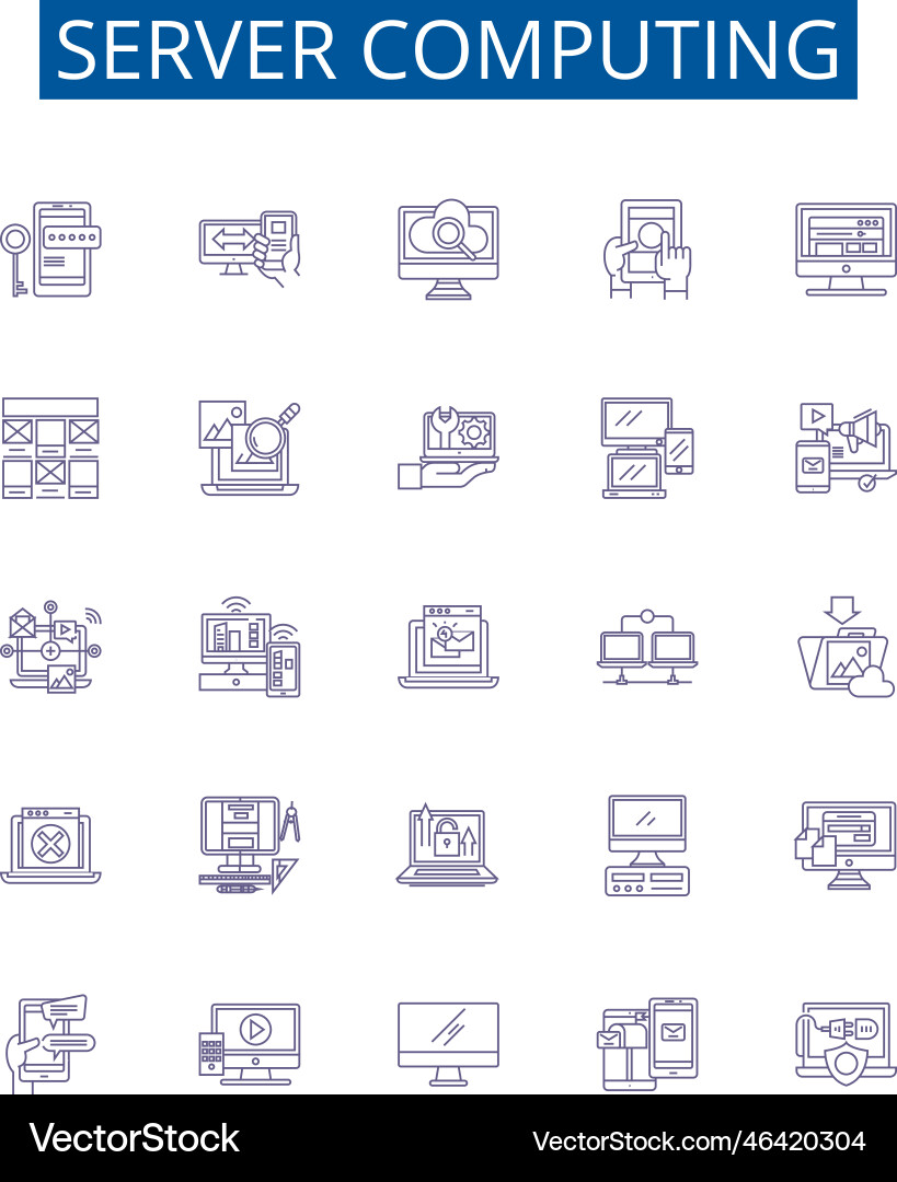 Server computing line icons signs set design Server computing line icons signs set design vector image
