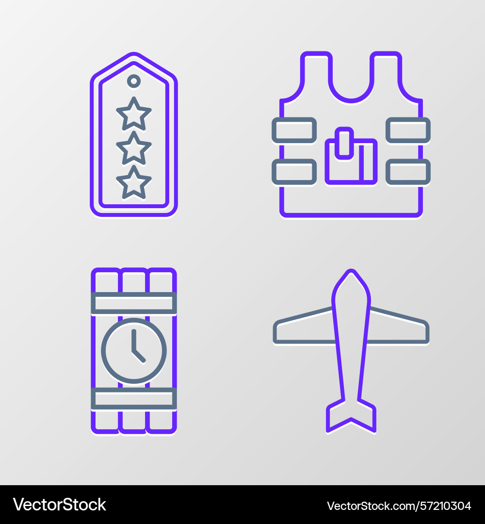 Set line jet fighter dynamite and timer clock Set line jet fighter dynamite and timer clock Vector Image