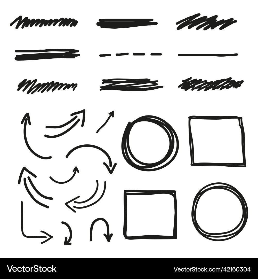 Set of markers arrows and frames vector image