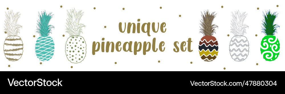 Unique abstract pineapple set for pattern Unique abstract pineapple set for pattern vector image