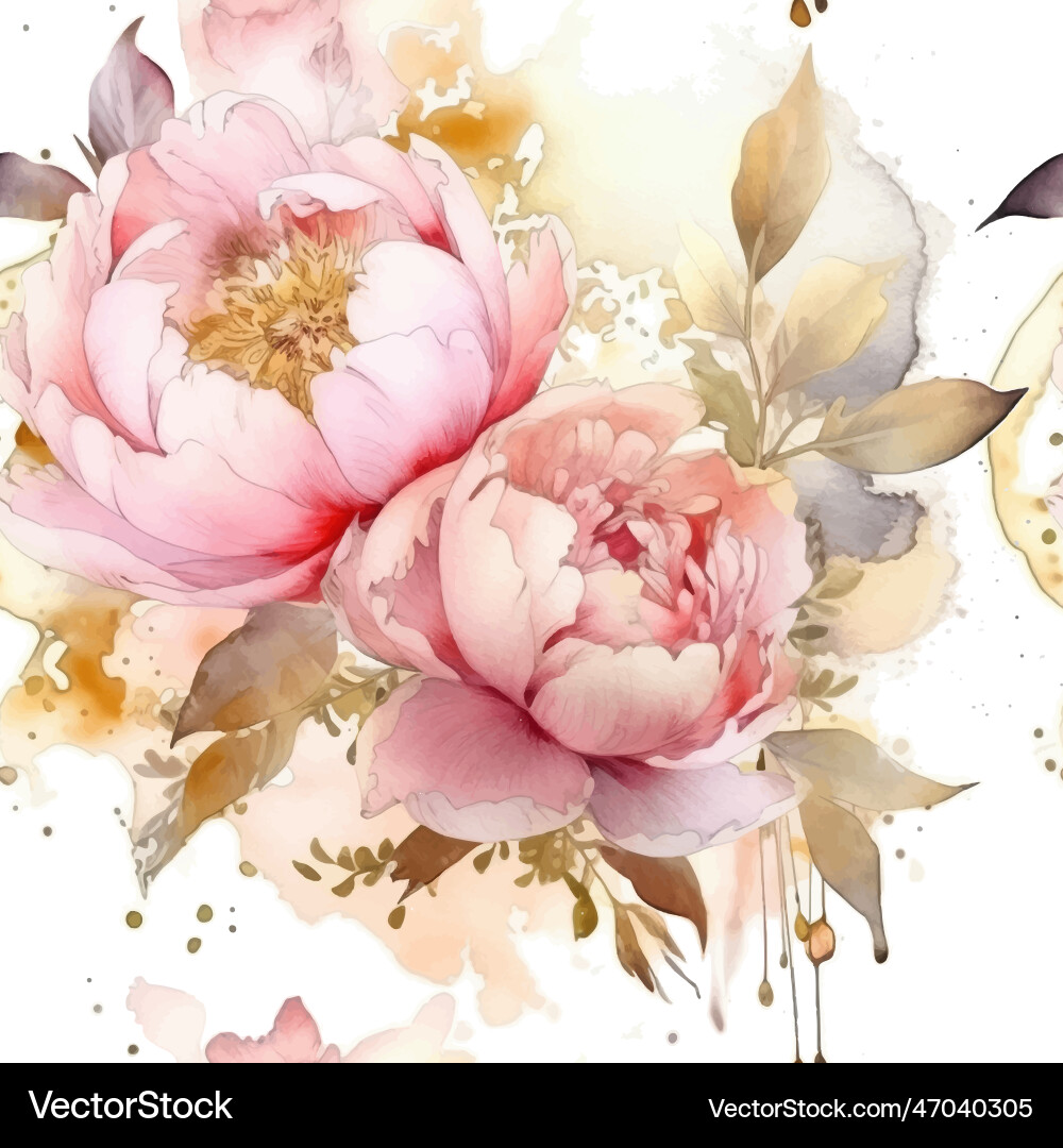 Aquarell schöne rosa Pfingstblumen nahtlos Aquarell schöne rosa Pfingstblumen nahtlos vektorbild