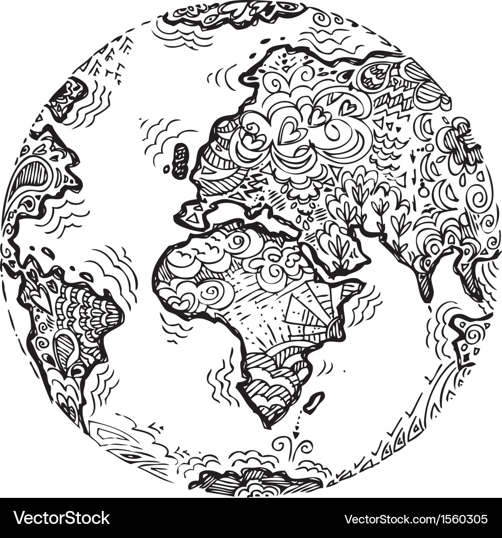 Earth simple sketch Vector Images \u0026 Graphics for Commercial Use |  VectorStock, image size:1000x1072