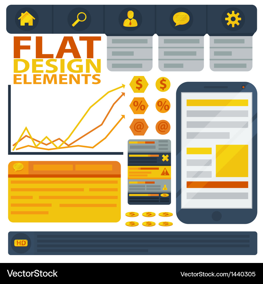 Flache Designelemente Web-Tasten und Icons vektorbild