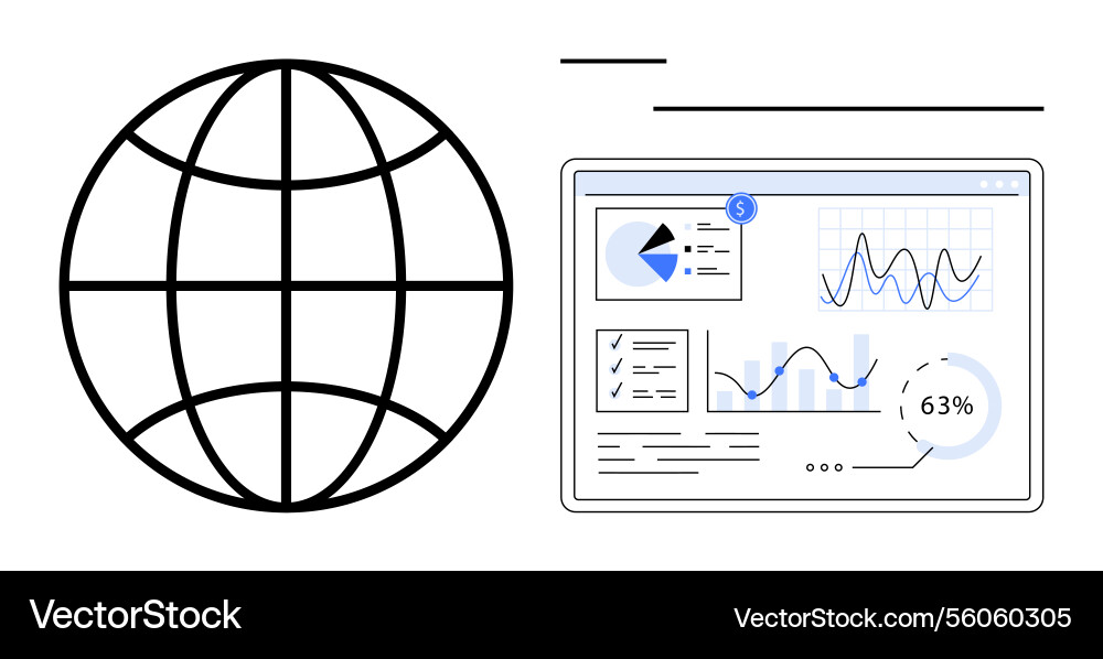 Global connectivity and data analytics concept Global connectivity and data analytics concept vector image