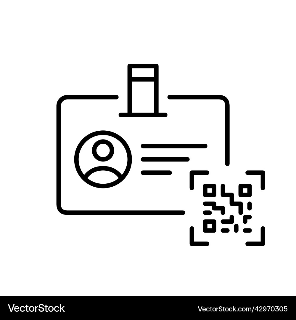 Id card with a qr code identification pixel Id card with a qr code identification pixel Vector Image