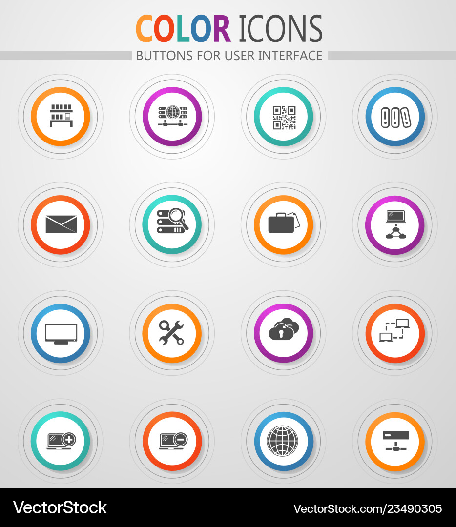 Internet server network icons set Vector Image