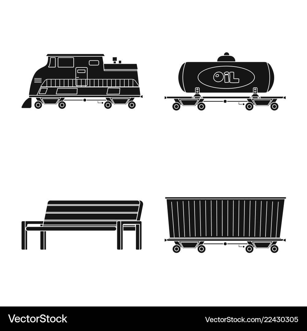 Isolated object of train and station sign set Isolated object of train and station sign set vector image