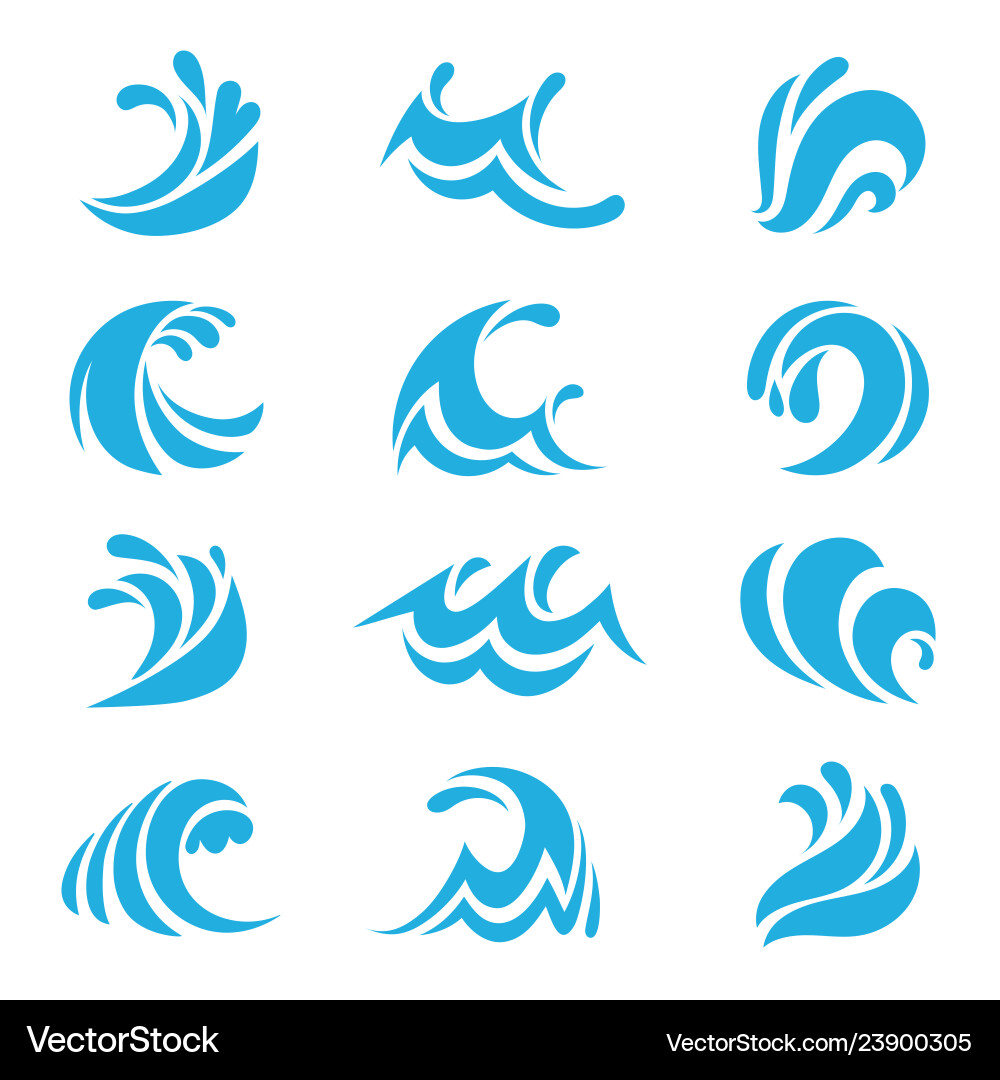 Ocean Wave Collection - Blue Water vector image