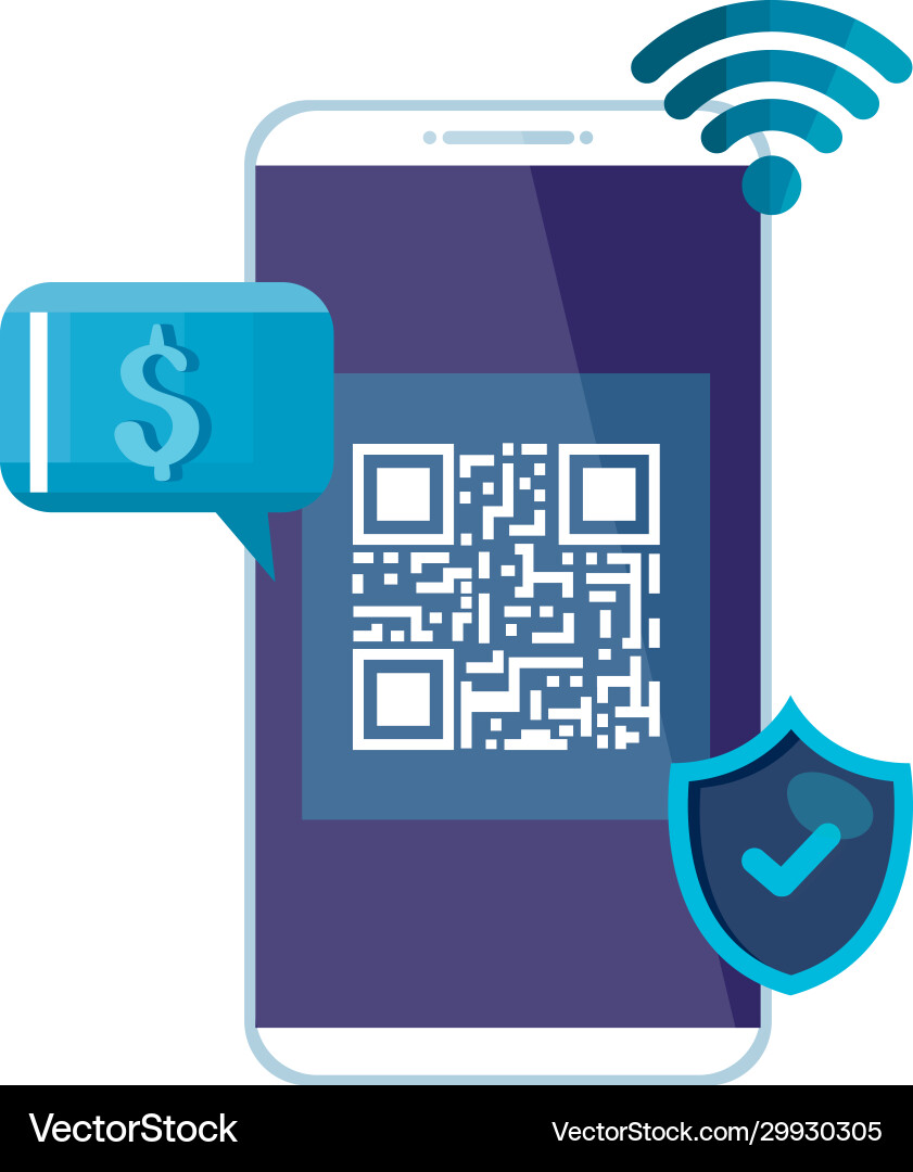 Qr code inside smarpthone design vector image