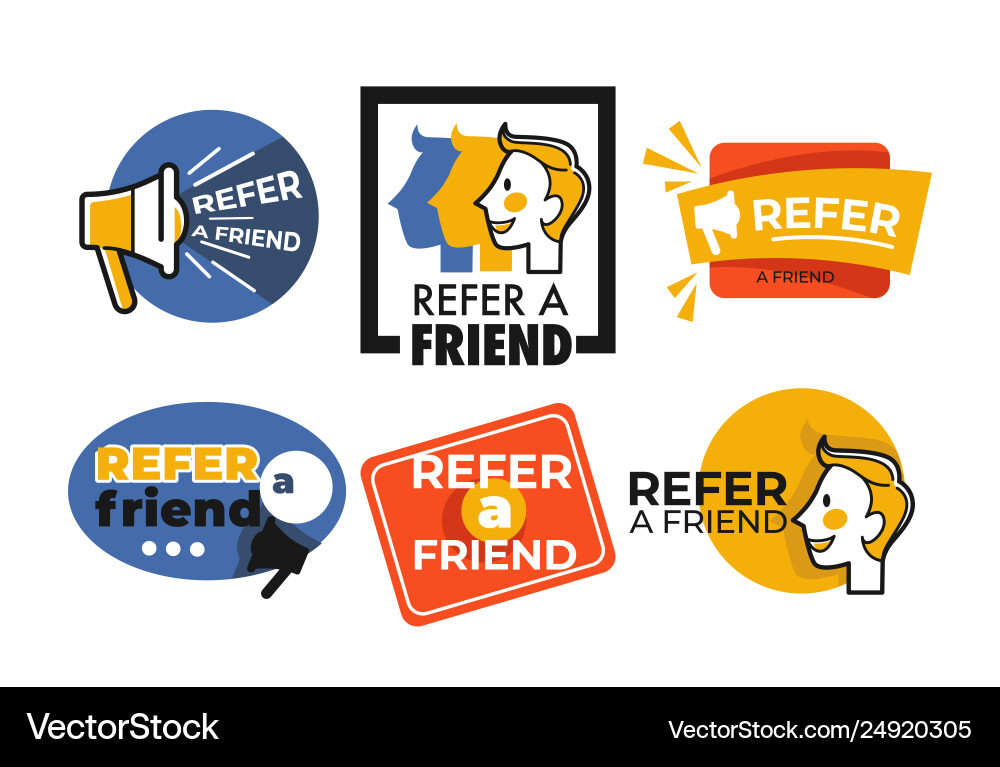 Refer friend web button isolated icons megaphone Vector Image