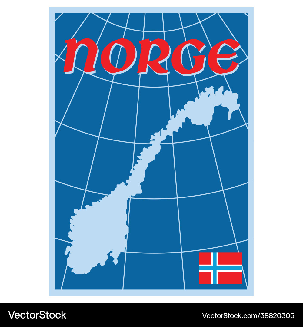 Scandinavian design norway map with flag Scandinavian design norway map with flag vector image