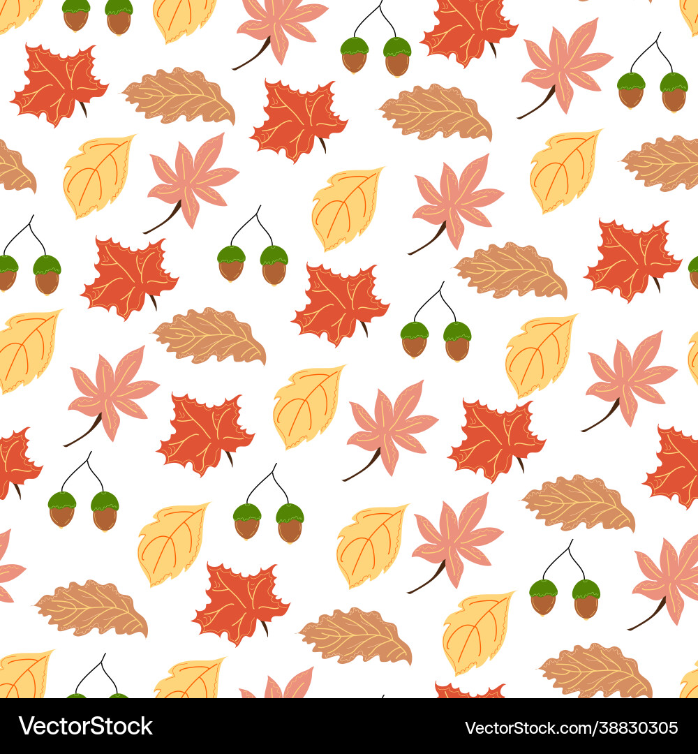 Seamless pattern with autumn maple and oak leaves Seamless pattern with autumn maple and oak leaves vector image