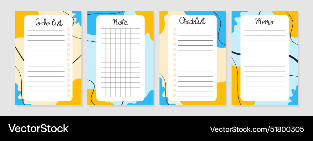 Set of summer template to do list note memo Set of summer template to do list note memo vector image