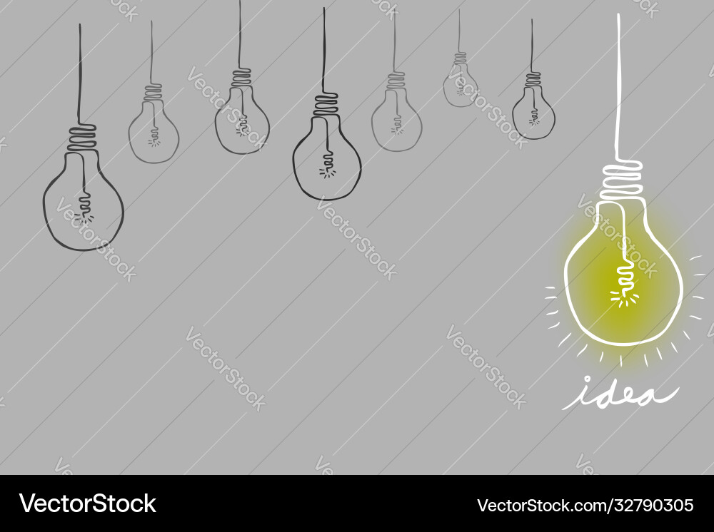 Simple hand draw sketch bulb lamp idea with copy Vector Image