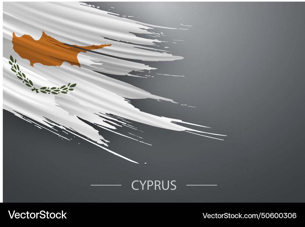 3d grunge brush stroke flag of cyprus vector image