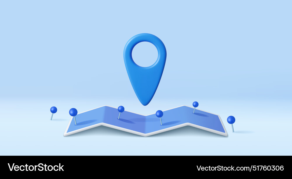 3d locator mark on map 3d locator mark on map vector image