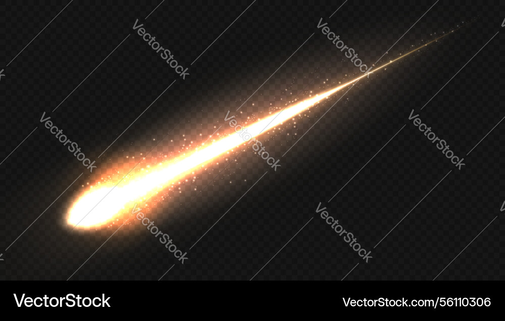 A meteor streaks across the night sky leaving A meteor streaks across the night sky leaving vector image