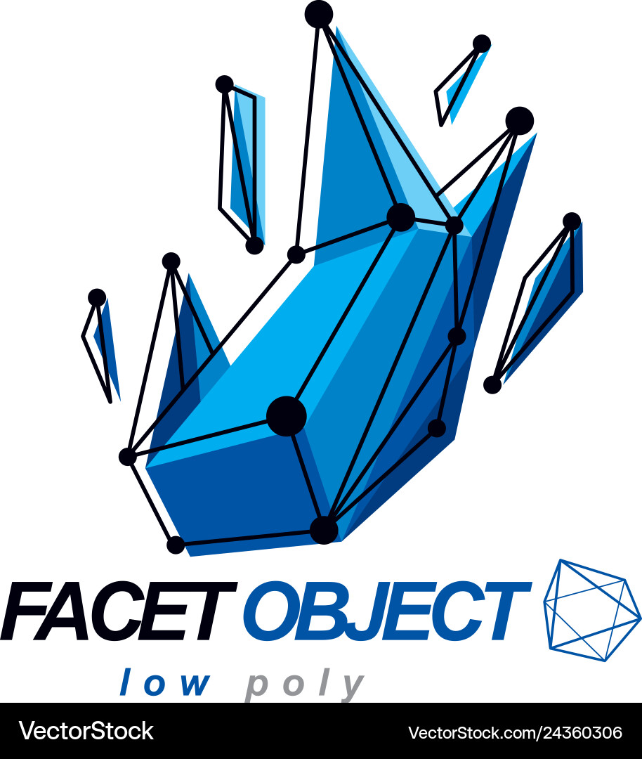 Abstract 3d geometric low poly object technology Abstract 3d geometric low poly object technology Vector Image