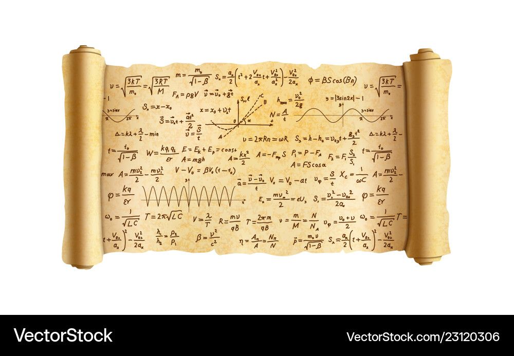 Alte Papyrus Scroll mit Formeln vektorbild