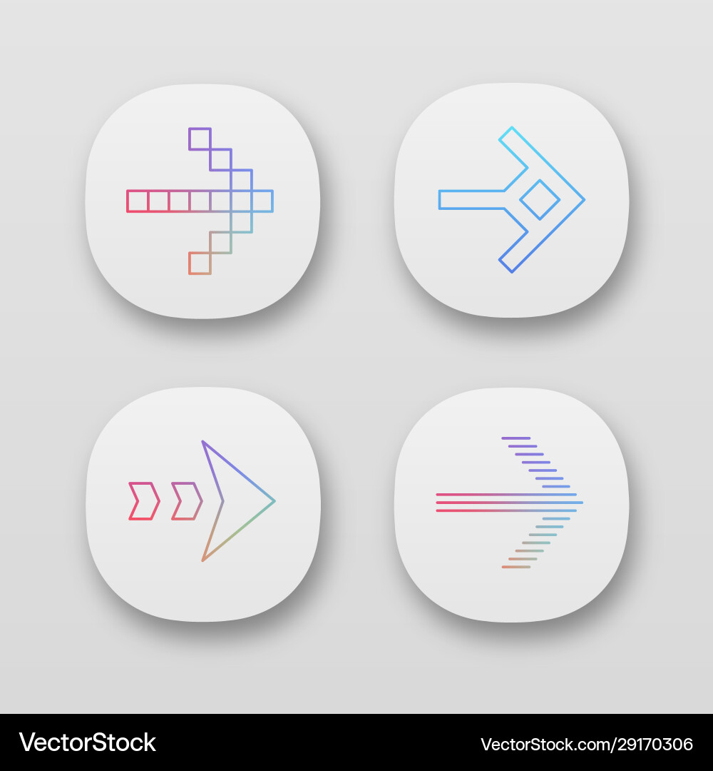 Arrow types app icons set pixel shaped dashed Arrow types app icons set pixel shaped dashed vector image