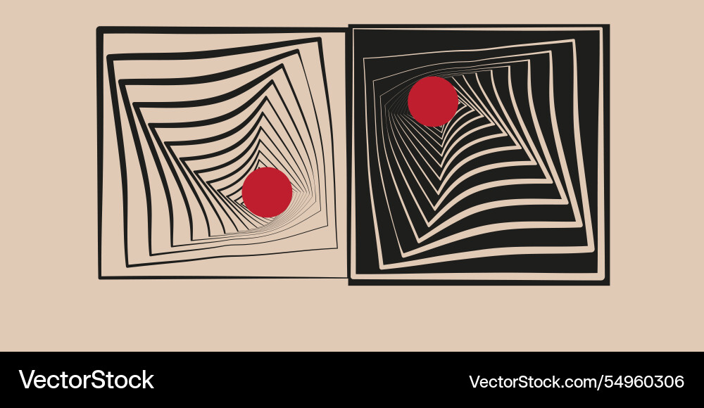 Bauhaus design with concentric squares and red vector image