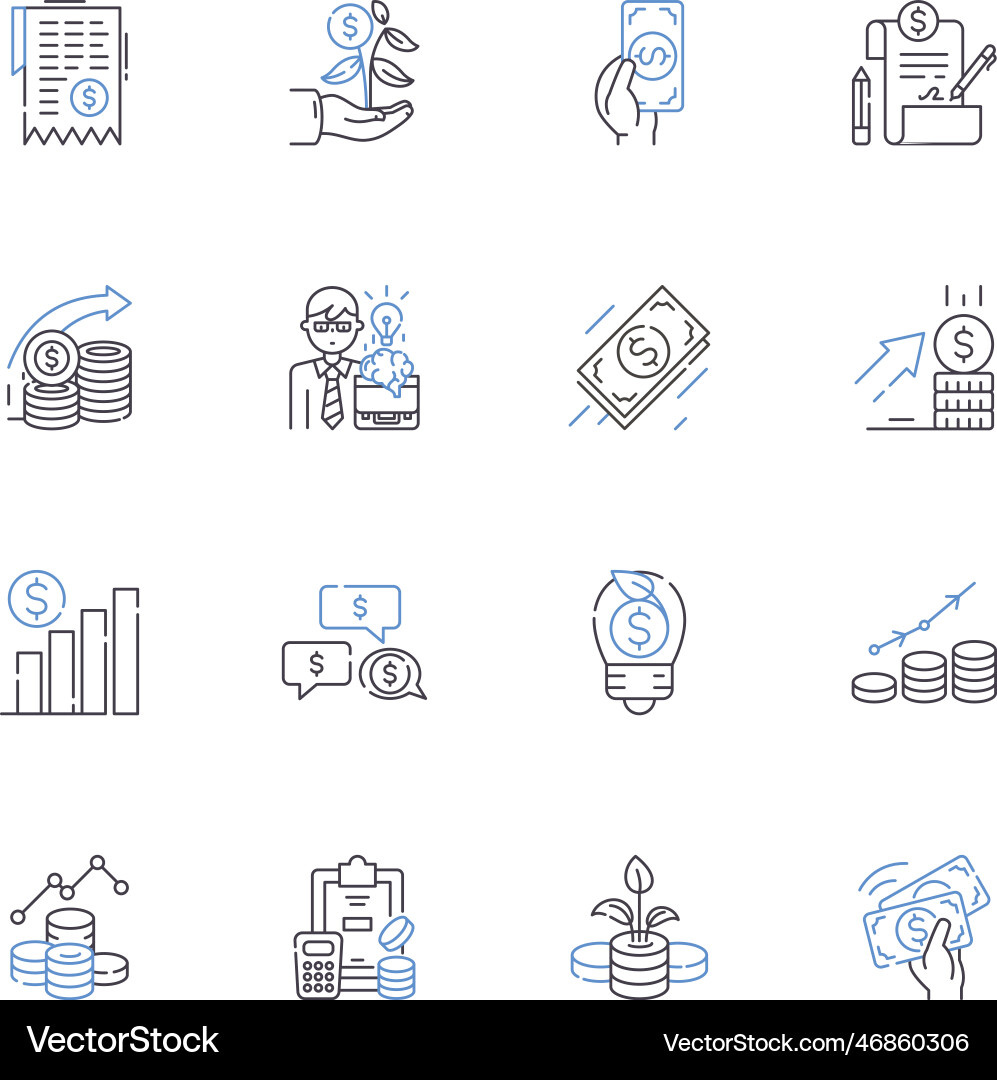 Binary management line icons collection encoding Binary management line icons collection encoding vector image