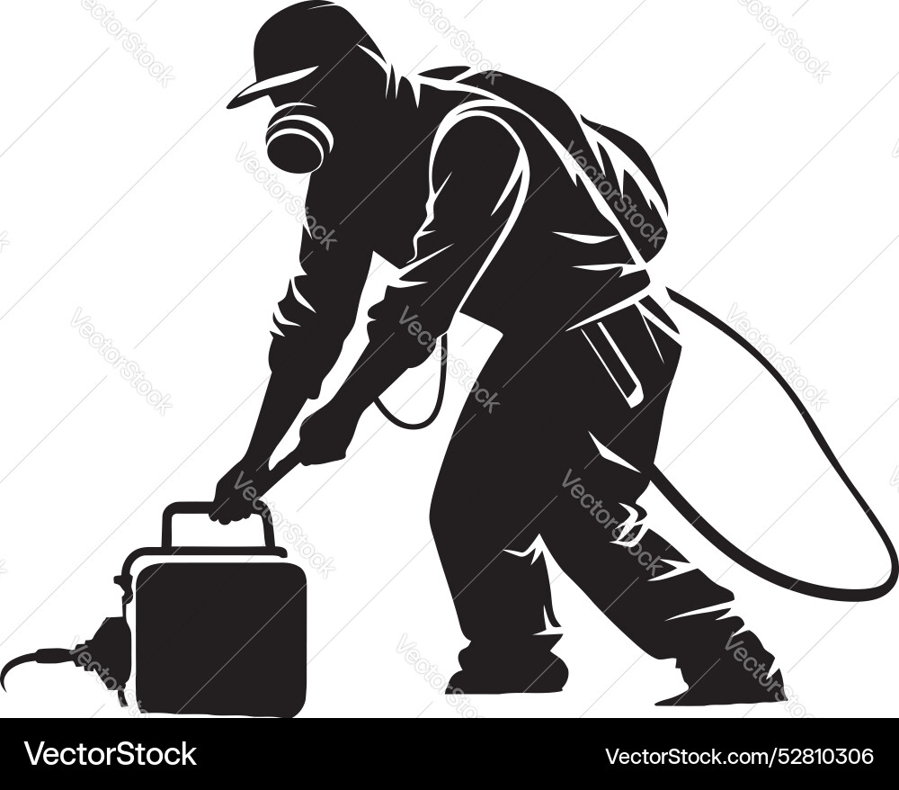 Chemical crusader fumigating man symbol bug Vector Image