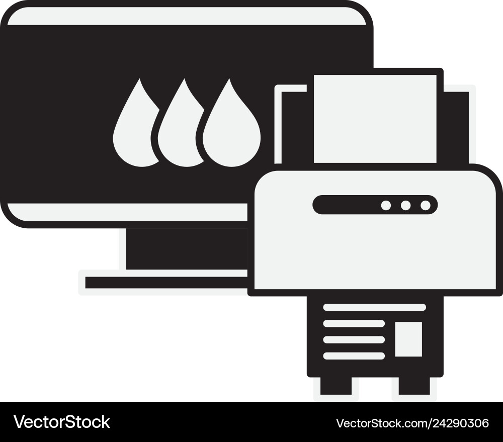 Computer and printer devices graphic design tool Computer and printer devices graphic design tool vector image