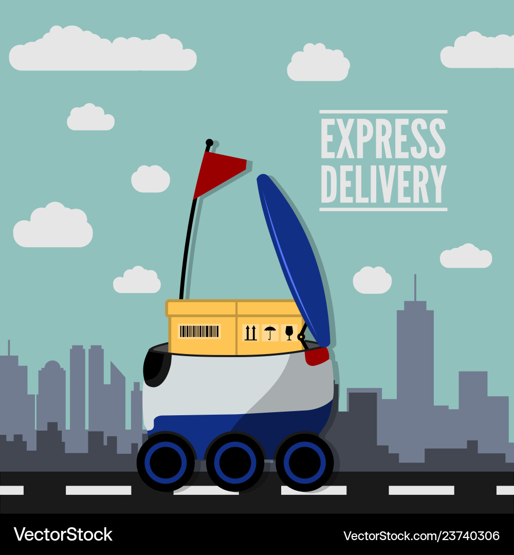 Concept for delivery service robot Vector Image