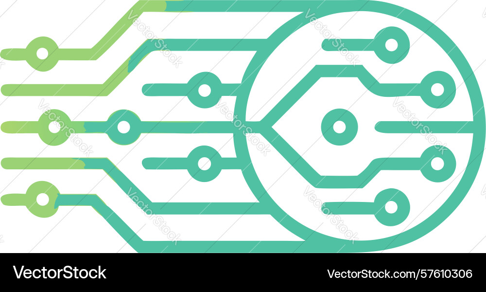 Connected circuit lines icon data flow network vector image