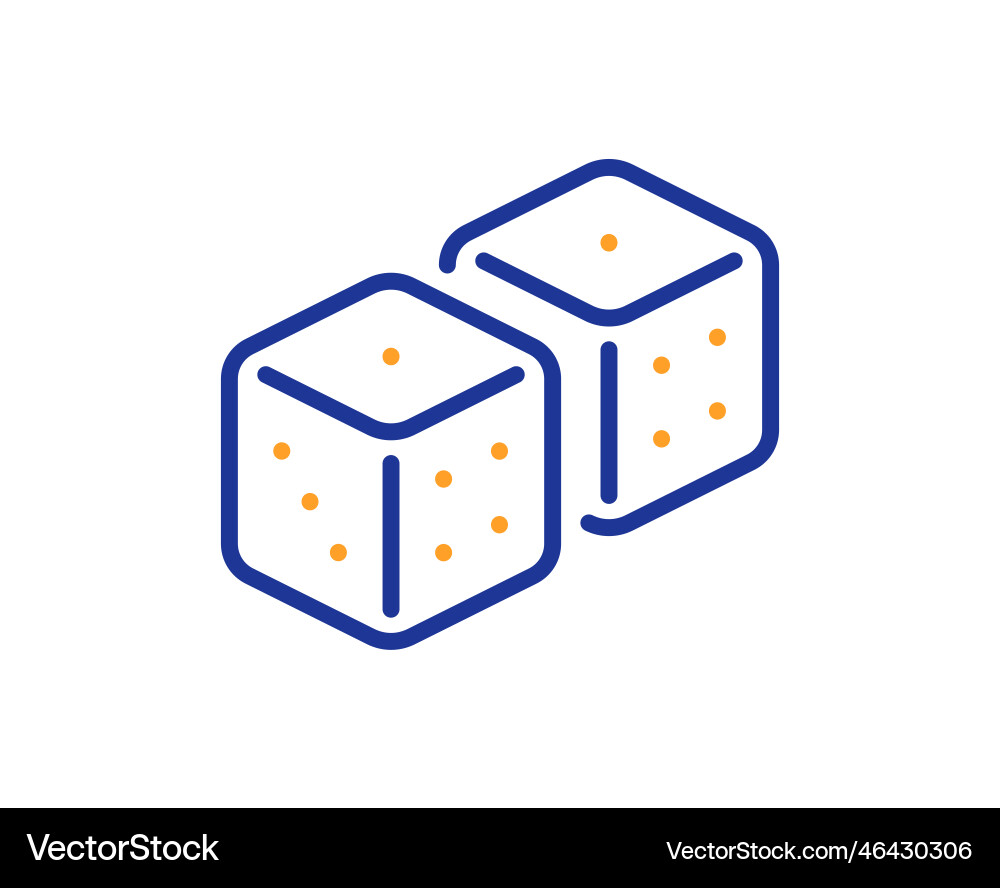 Dice line icon board game cube sign Vector Image